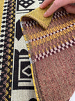 Ağır Ağırlık Kalın Jakarlı Pamuklu Kumaş Metre 400/m2 - Döşemelik Geleneksel Anadolu Etnik Desenli - Döşemelik Kumaşlar. %70 Pamuk %30 Polyester - 140 cm Genişlik. Halı Dokuma Mavi, Kırmızı, Sarı, Siyah Çok Renkli Seçenekler