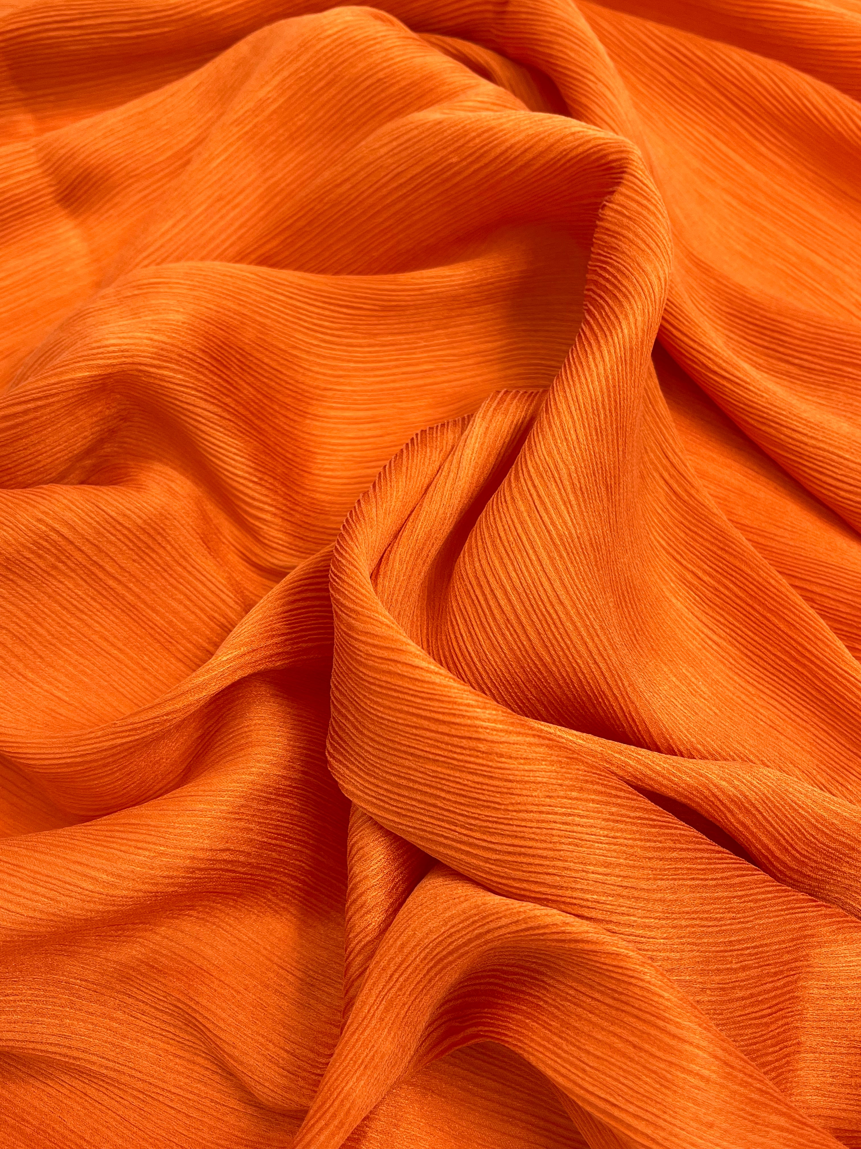 Orange Colour Silk By The Yard, Crinkle Silk.