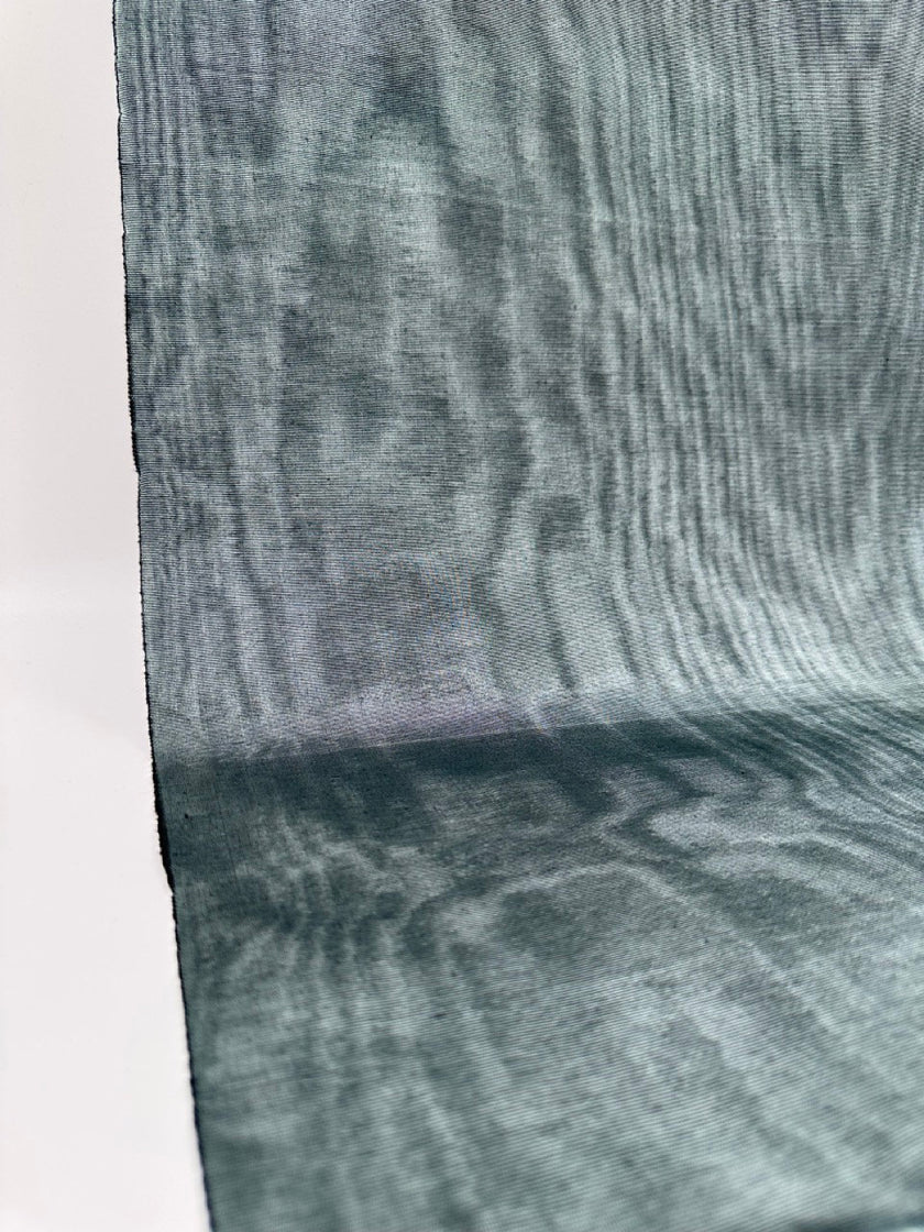 Sage Green Silk Fabric, Moire Silk Fabric, Silk By The Yard. Watermark Pattern.