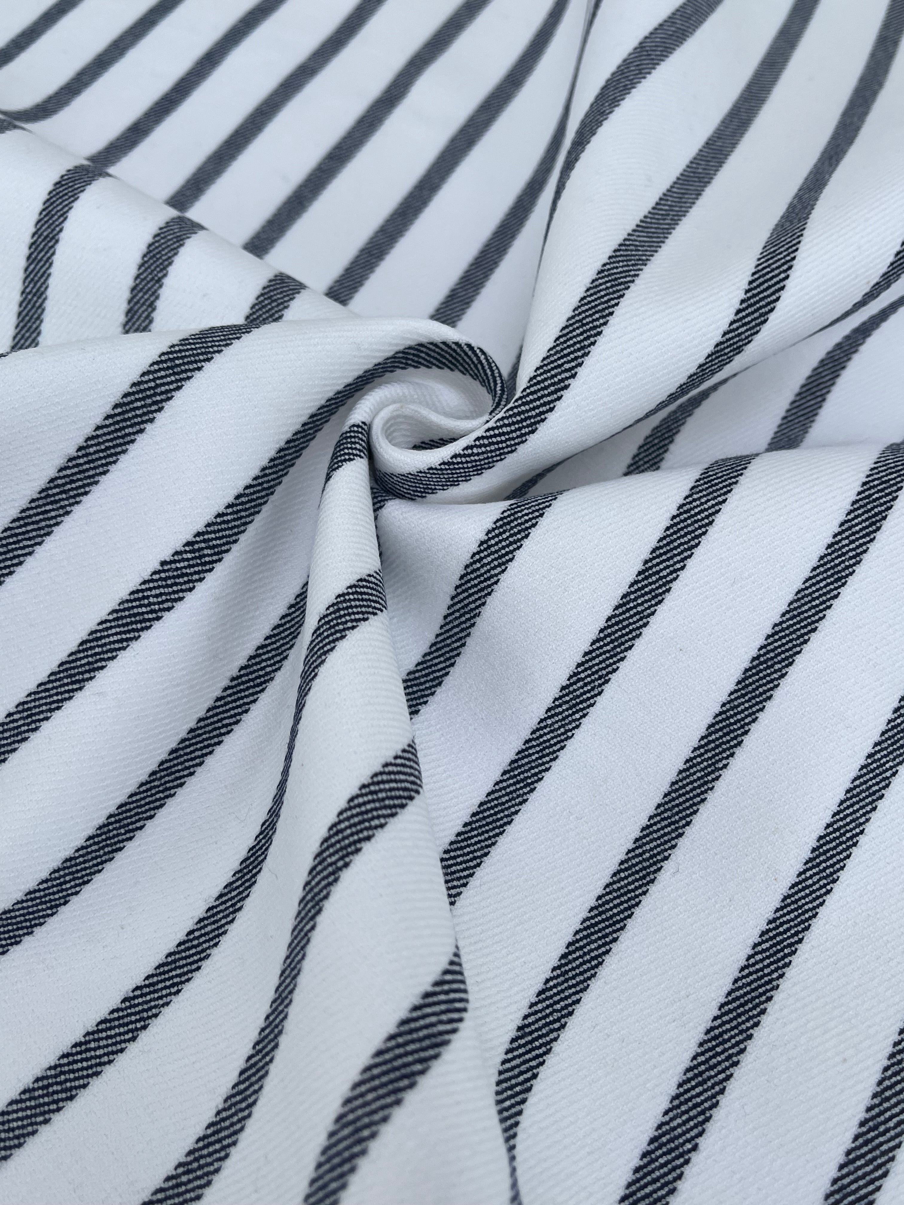 Heavy Weight Softened Cotton Fabric By The Yard- Upholstery Striped /400/gr