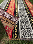 Ağır Gramajlı Kalın Jakarlı Pamuklu Kumaş Metre Başına 400/m2 - Döşemelik Geleneksel Anadolu Etnik Desenli - Döşemelik Kumaşlar. %70 Pamuk %30 Polyester - 140 cm Genişlik. Halı Dokuma. Çok Renkli Seçenekler, Sarı Mavi, Kırmızı Siyah Renk.
