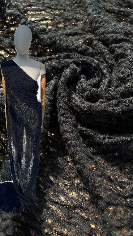 Black Open Weave Textured Linen Fabric By The Yard Natural Fabrics.