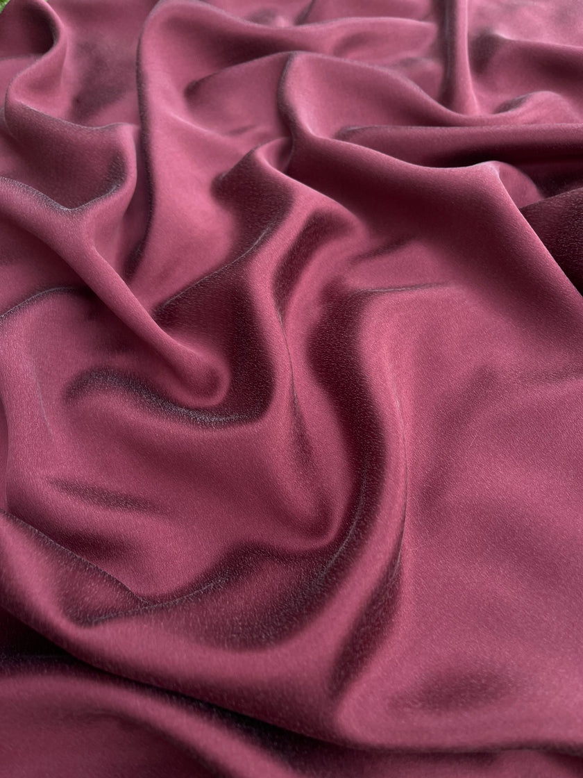 Burgundy Red  / Wine Red Stoned Silk Satin.