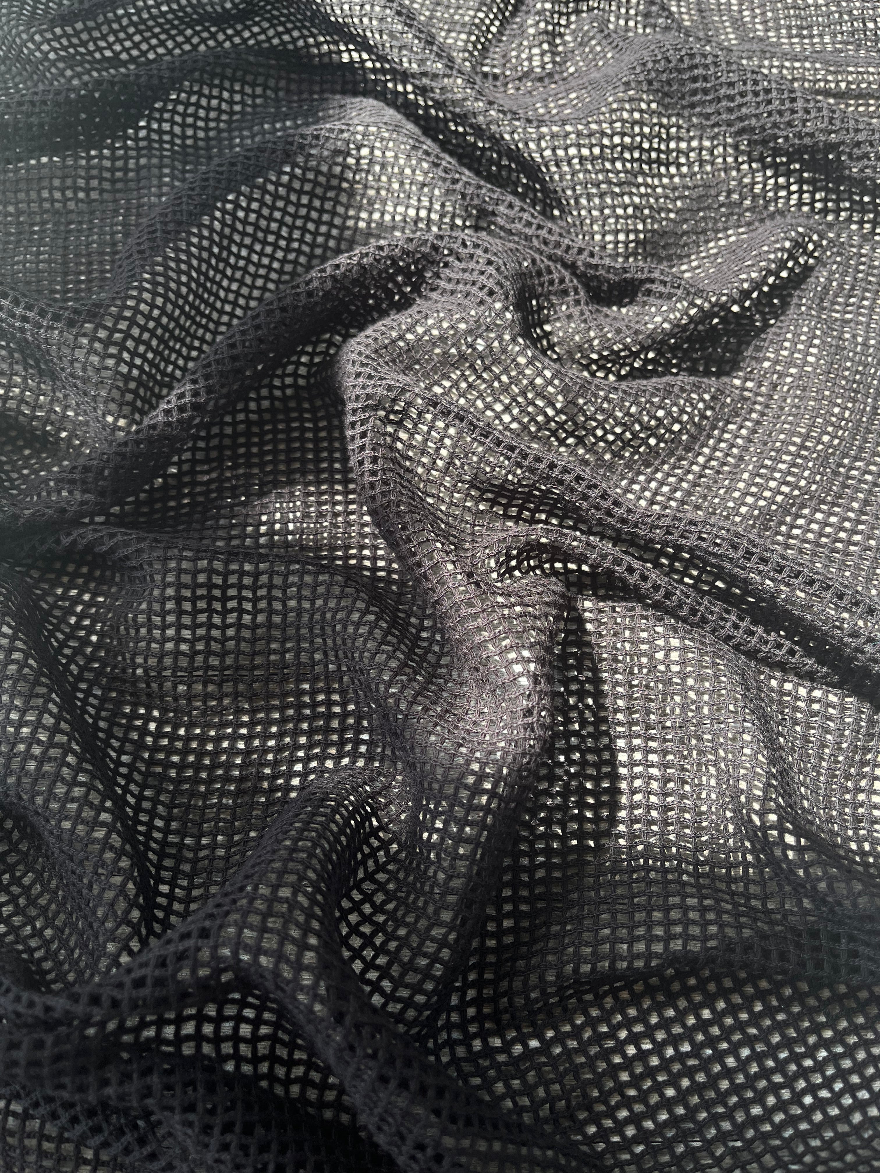 Tissu biologique doux en coton maillé, blanc écru - options de couleur noire disponibles, tissu en maille fluide transparent et doux.