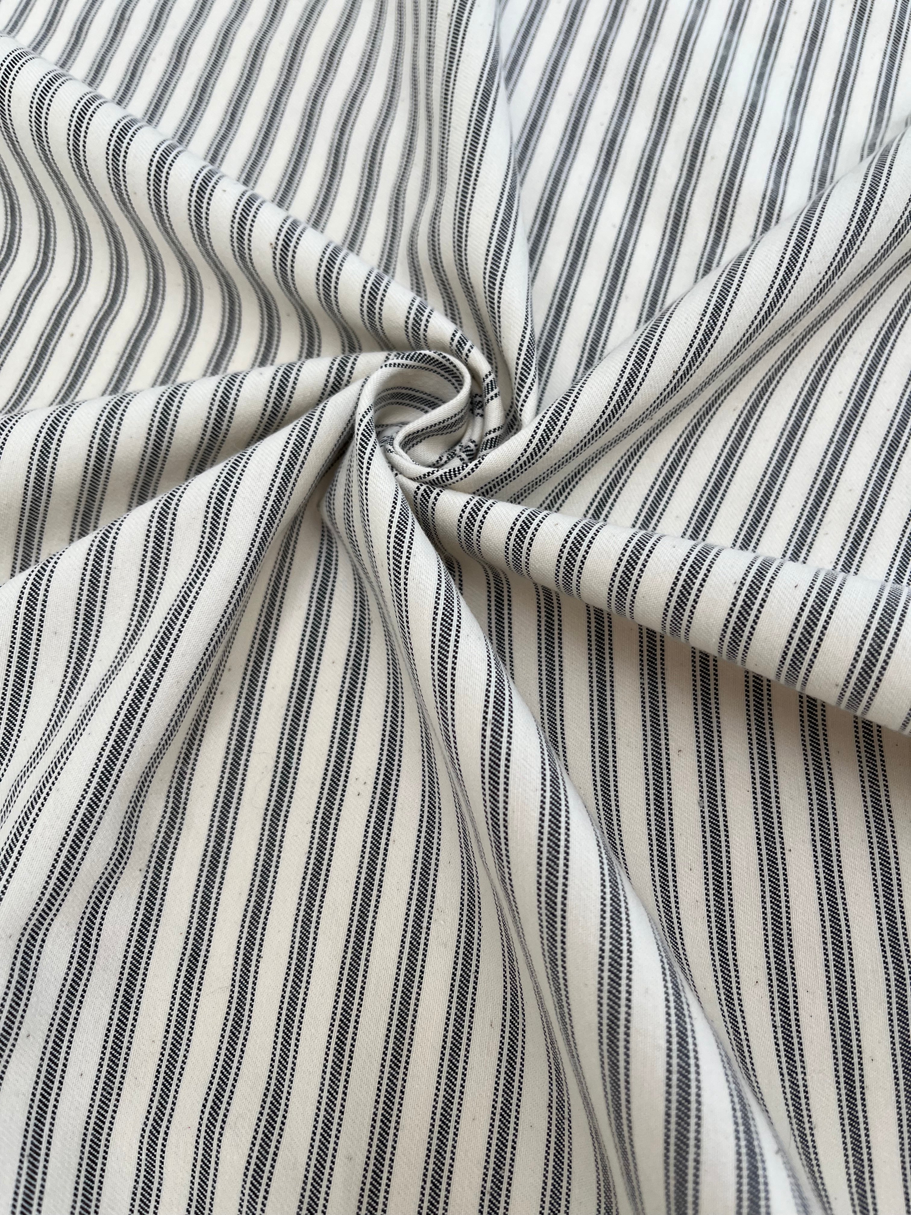 Heavy Weight Softened Cotton Fabric By The Yard - Upholstery Striped 280/m2