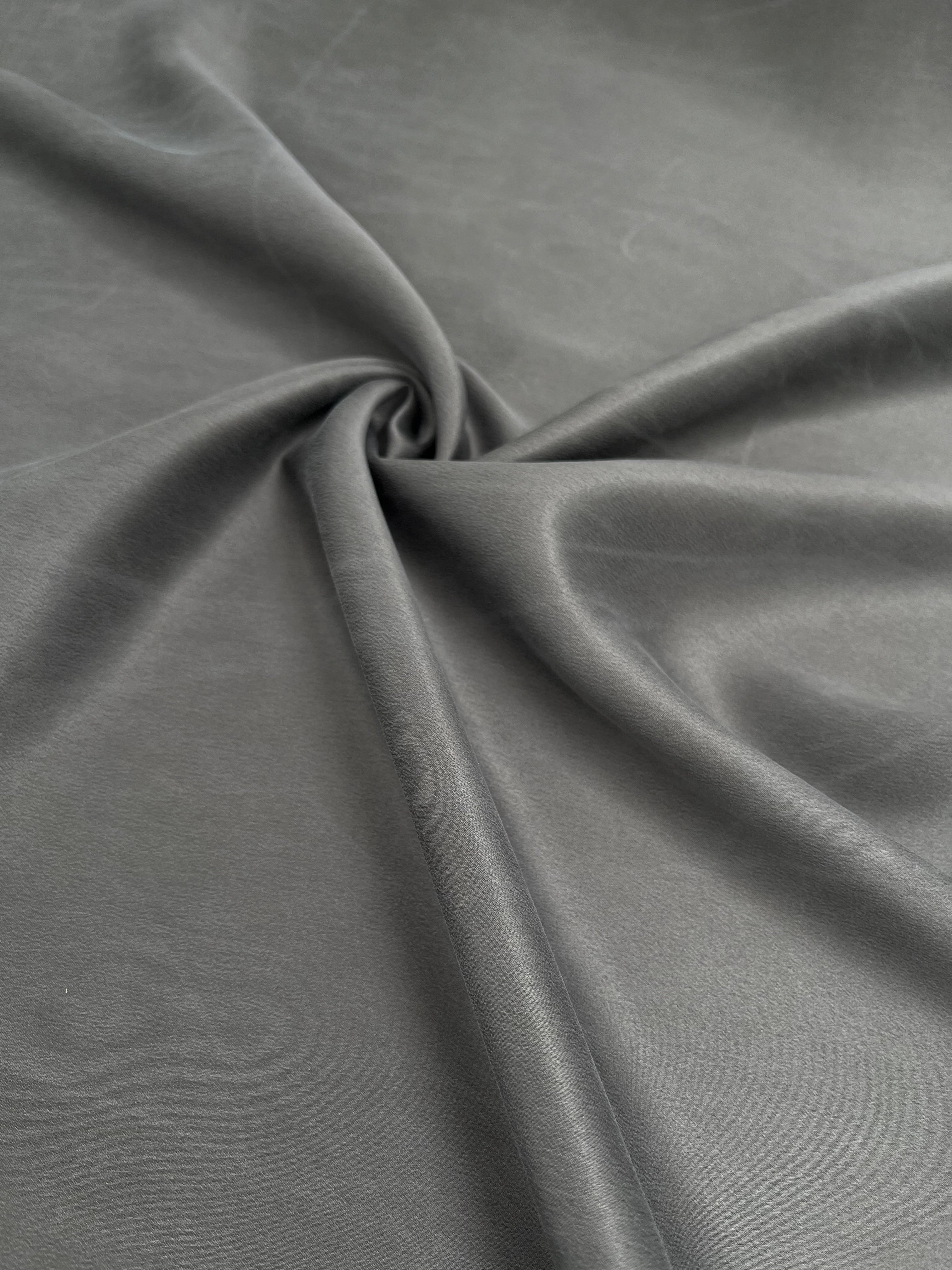 Stoned Gray Satin Pure Silk.