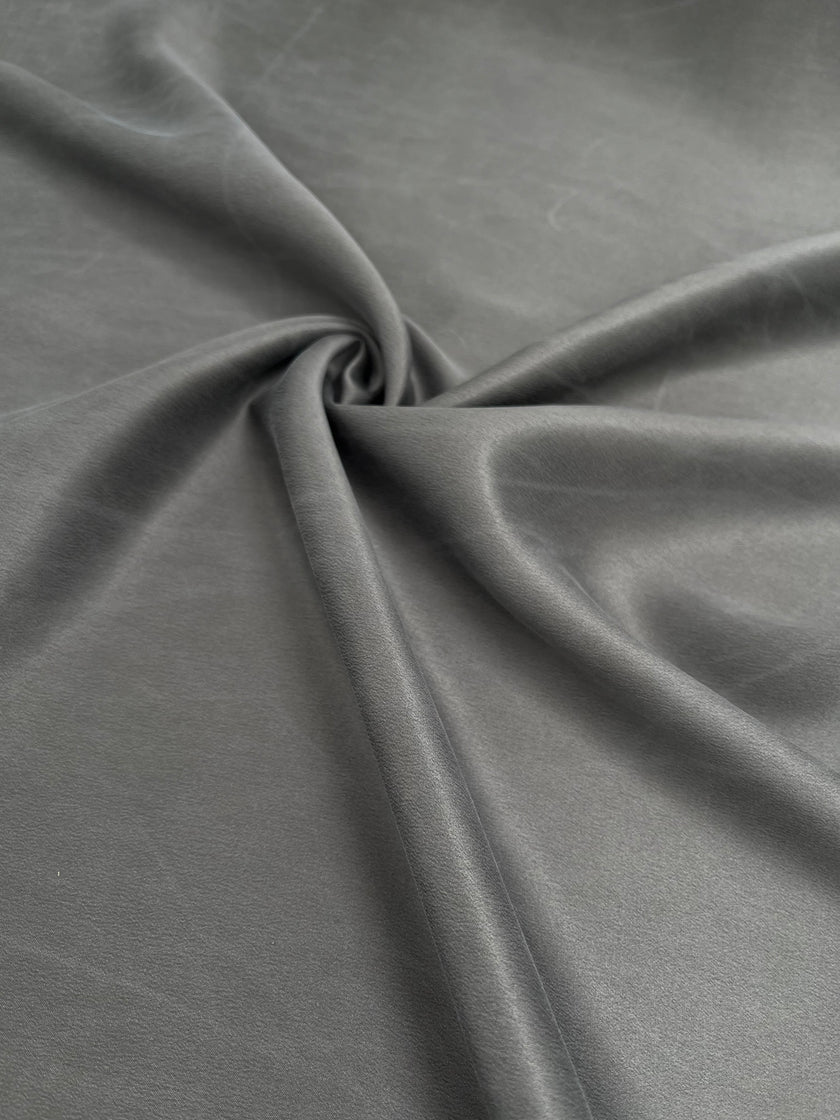 Stoned Gray Satin Pure Silk.