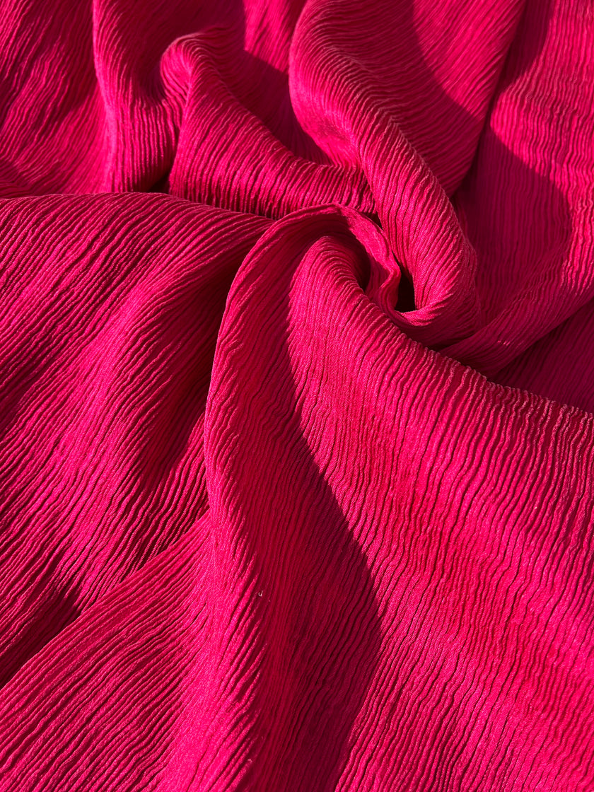 Fuchsia Pink Silk By The Yard, Natural Silk, Mulberry Silk, Crinkle Silk.