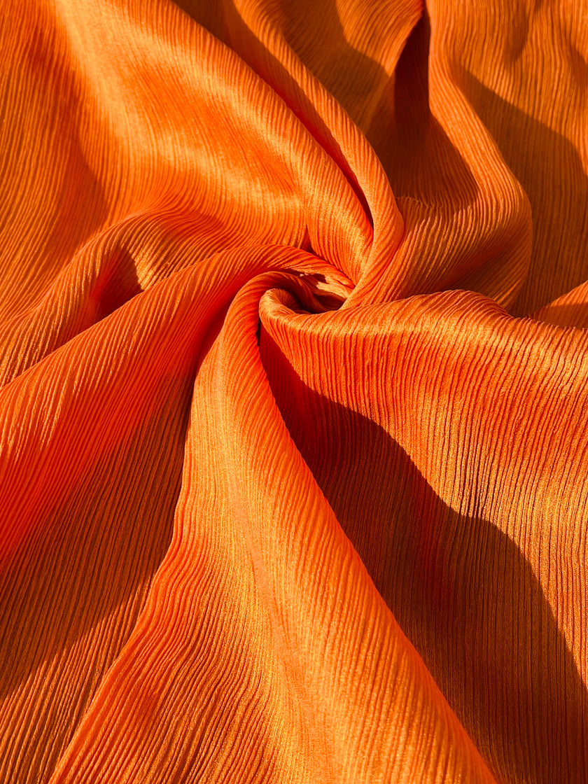 Orange Colour Silk By The Yard, Crinkle Silk.
