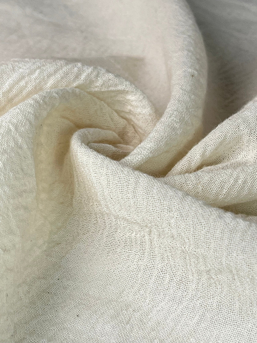Ivory Unbleached Gauze Organic Cotton Fabric By The Meter.