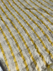 Yellow Striped Organic Cotton Fabric By The Meter, Crinkle Fabric With Pin Stripes.