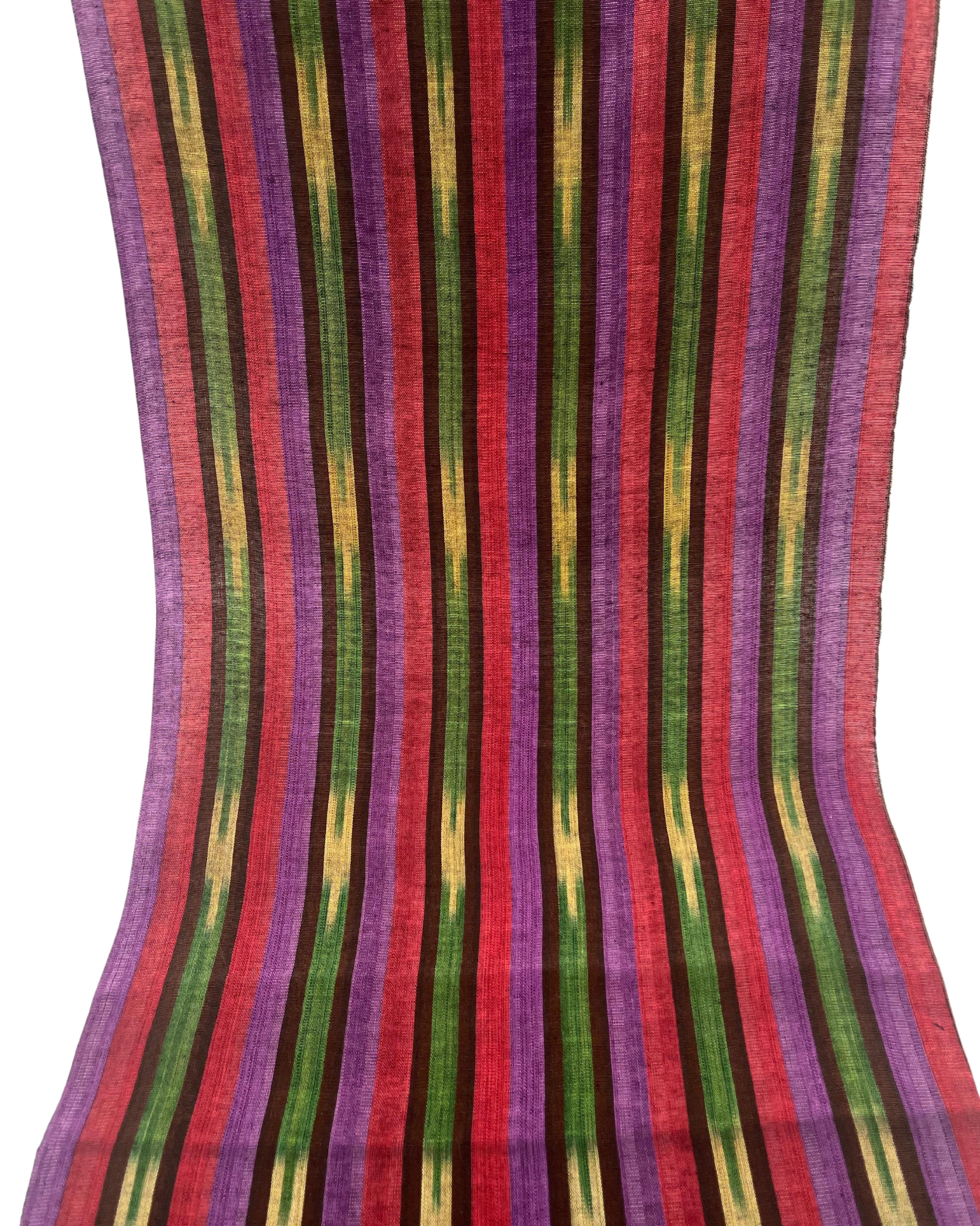 Purple Red Ikat Striped Silk Home Textile Interior Fabrics.