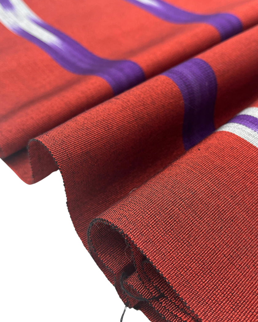 Purple Red Ikat Striped Silk Home Textile Interior Fabrics.