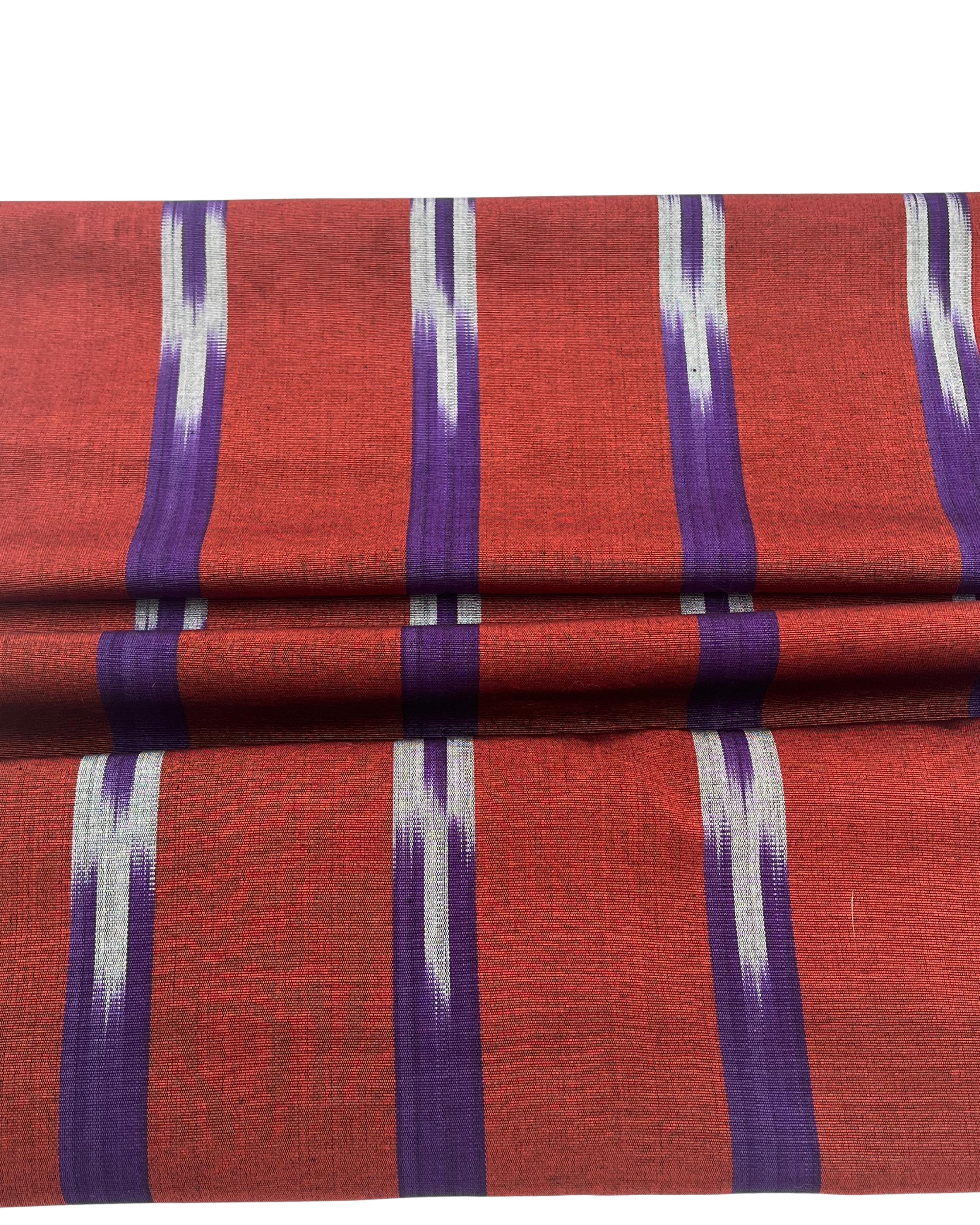 Purple Red Ikat Striped Silk Home Textile Interior Fabrics.