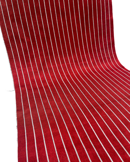 Red Silver Striped Home Textile Interior Silk Fabrics.