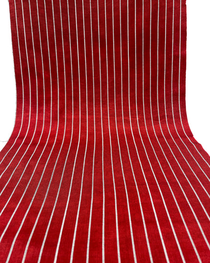 Red Silver Striped Home Textile Interior Silk Fabrics.