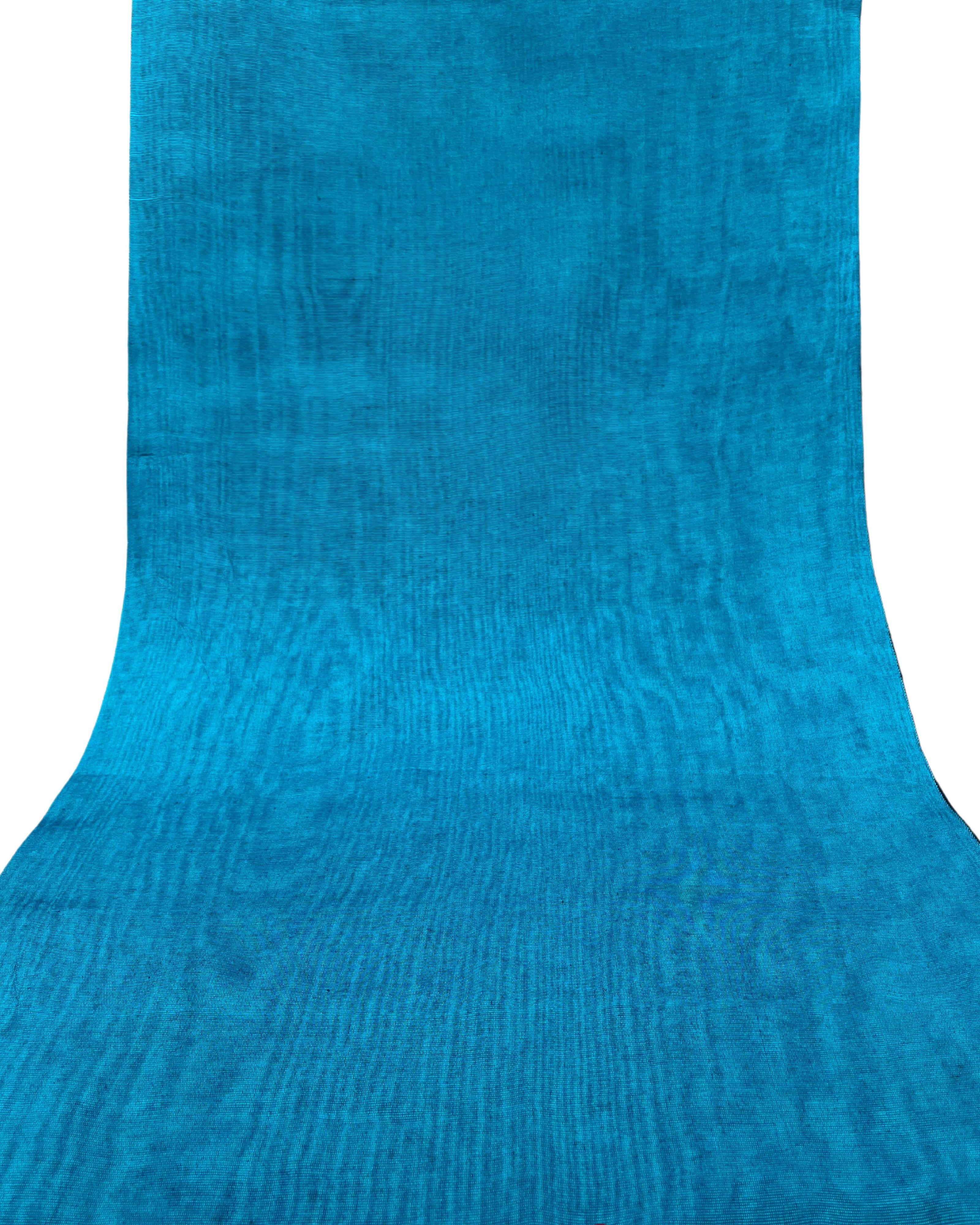 Turquoise Blue Silk Moiré Fabric 50/50 Silk Cotton | Ottoman Luxury Textile for Apparel & Interior