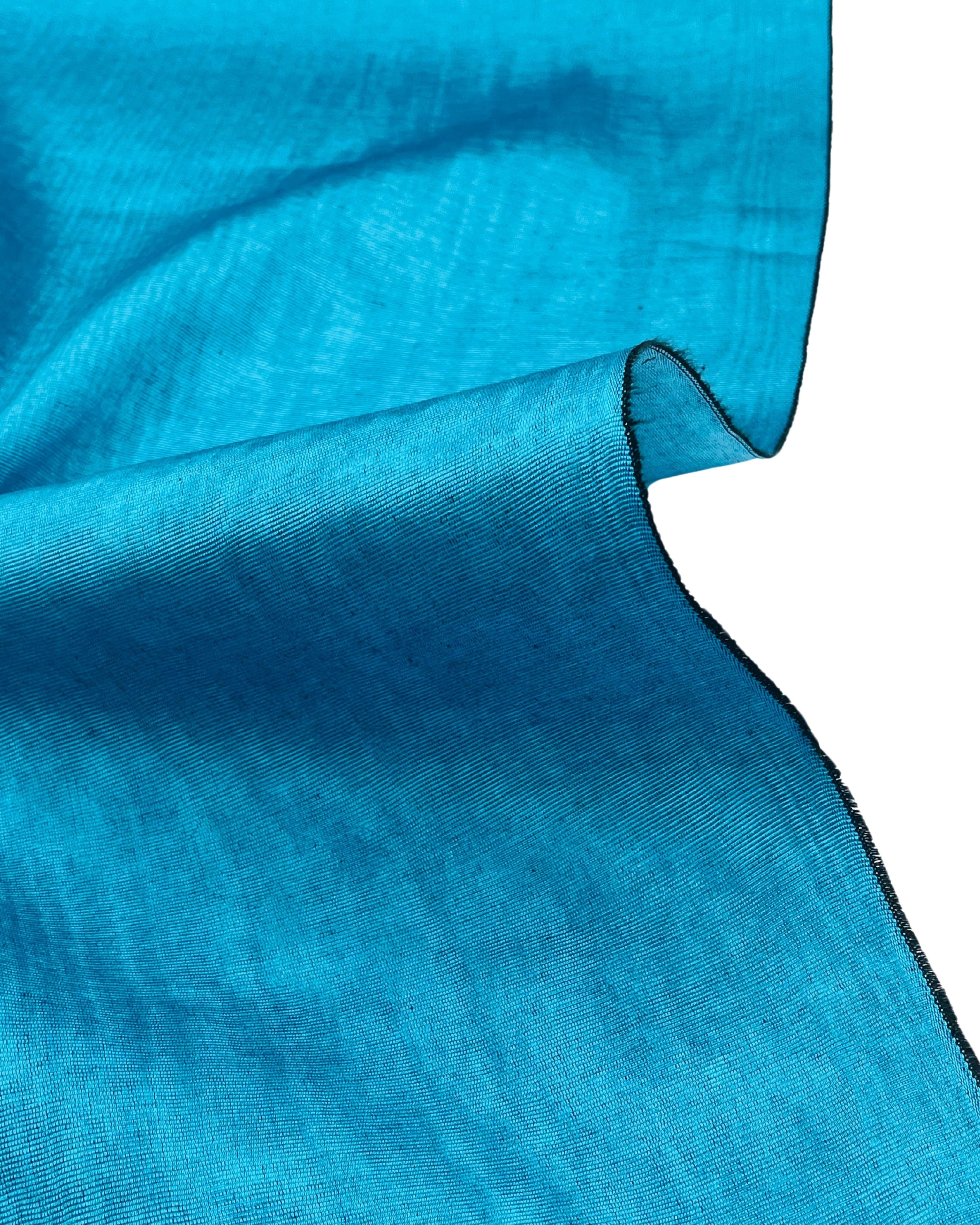 Turquoise Blue Silk Moiré Fabric 50/50 Silk Cotton | Ottoman Luxury Textile for Apparel & Interior