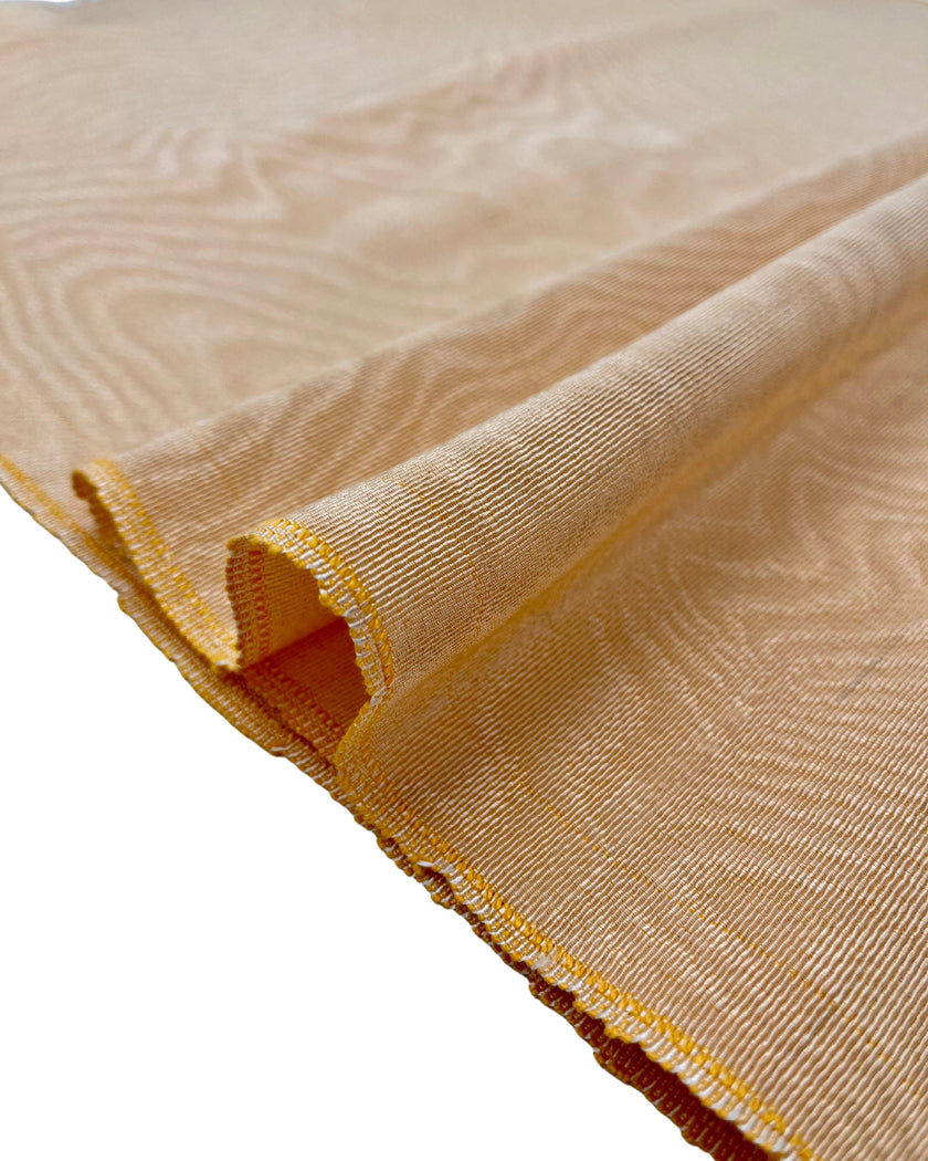 Yellow Silk Fabric, Moire Silk Fabric, Silk By The Yard. Watermark Pattern.