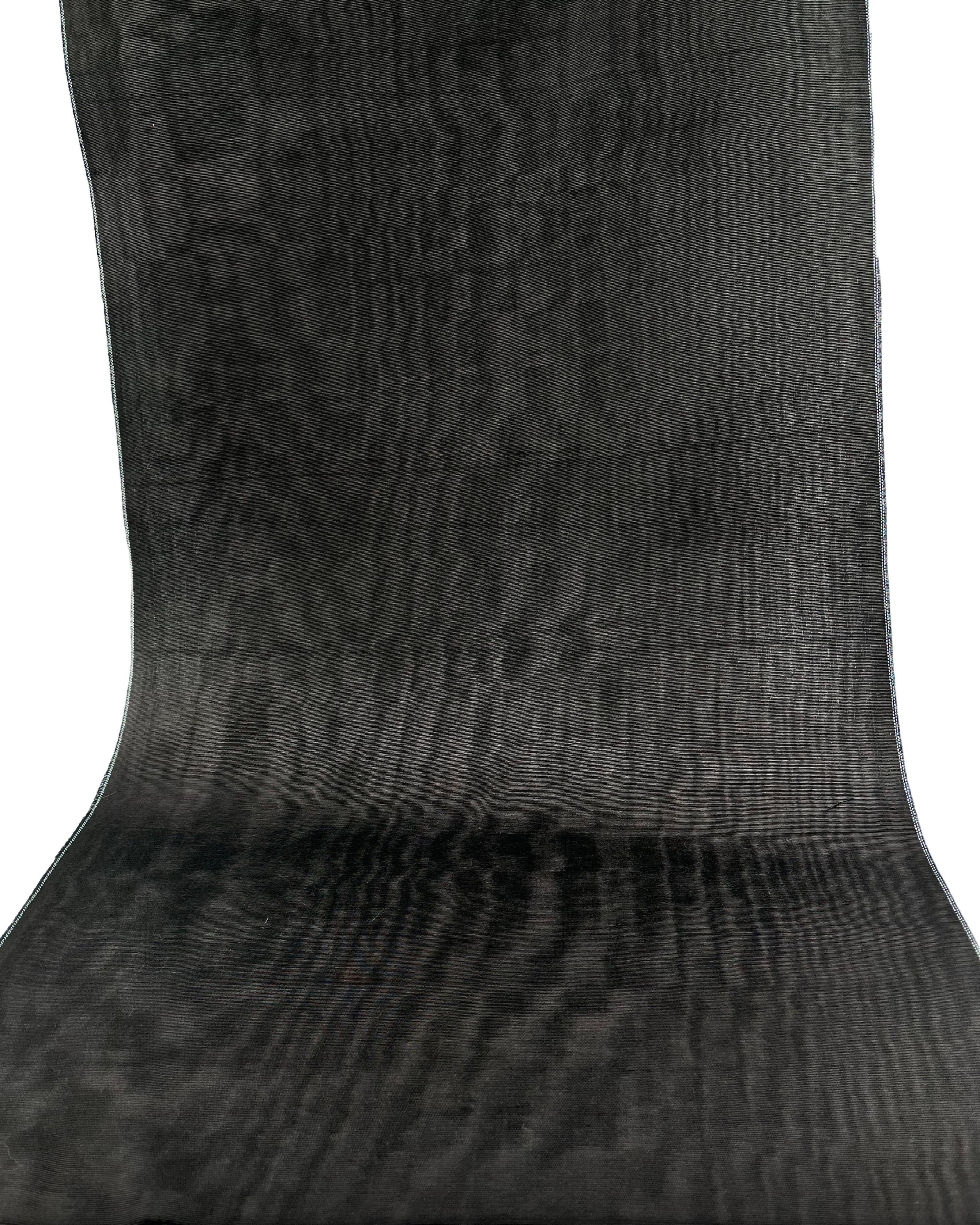 Black Silk Fabric, Moire Silk Fabric, Silk By The Yard. Watermark Pattern.