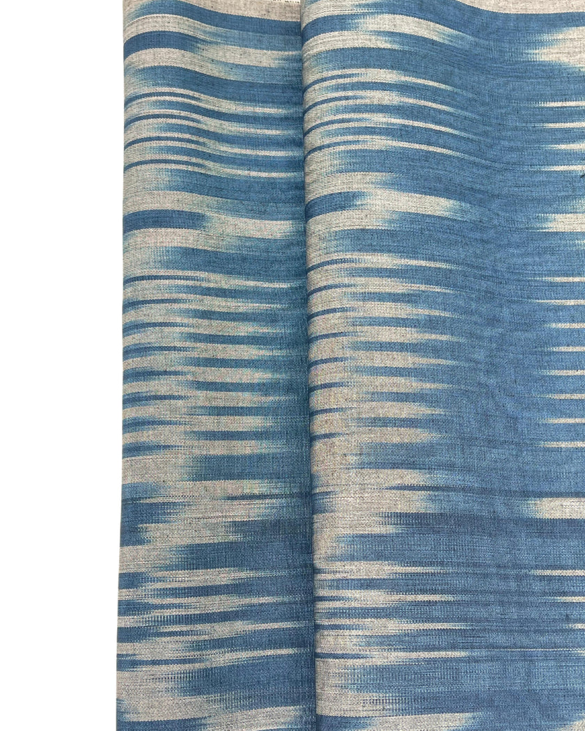 Ikat Silver Blue Striped Silk Home Textile Interior Fabrics Moire, Watermark Pattern.
