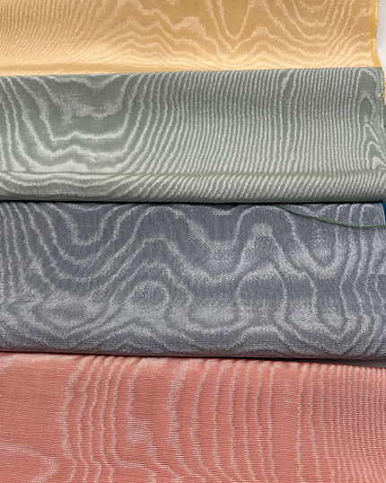 Pastel Blue Colour Silk Moire Home Textile Interior Fabrics, Watermark Pattern.