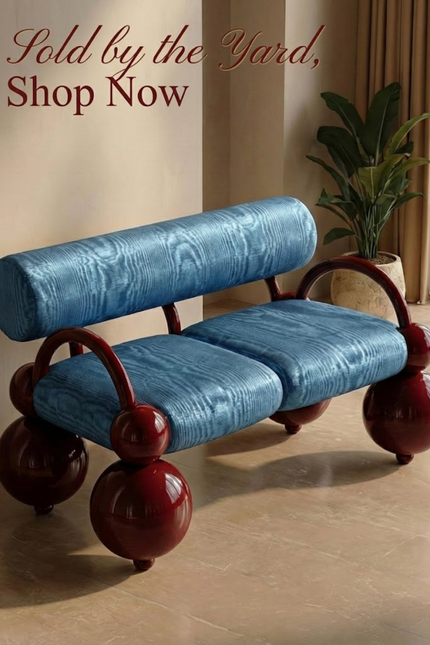Blue Silk Home Textile Interior Fabrics Watermark Patterns.