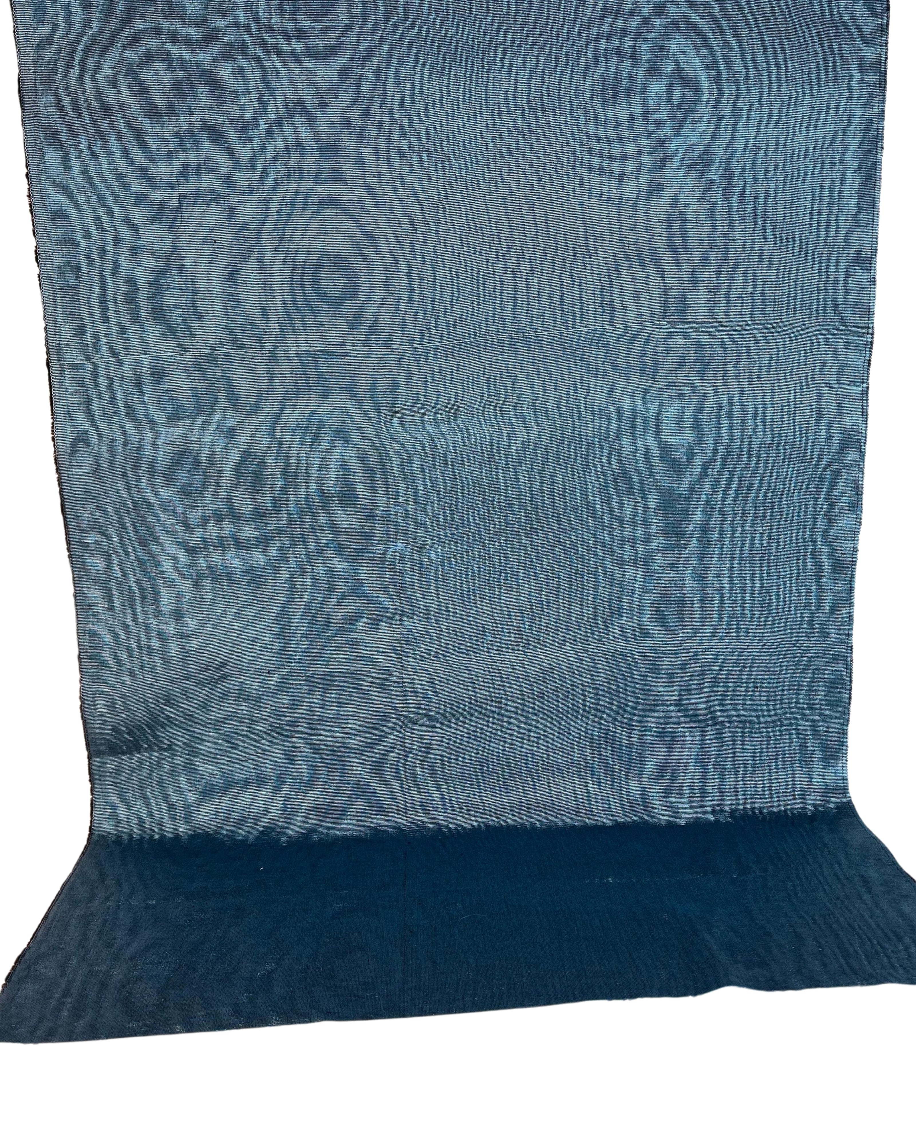 Swiss Blue Silk Home Textile Interior Fabrics Watermark Patterns.