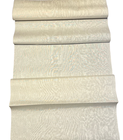 Ecru White Silk Moire For Home Textile Interior Fabrics, Watermark Pattern.