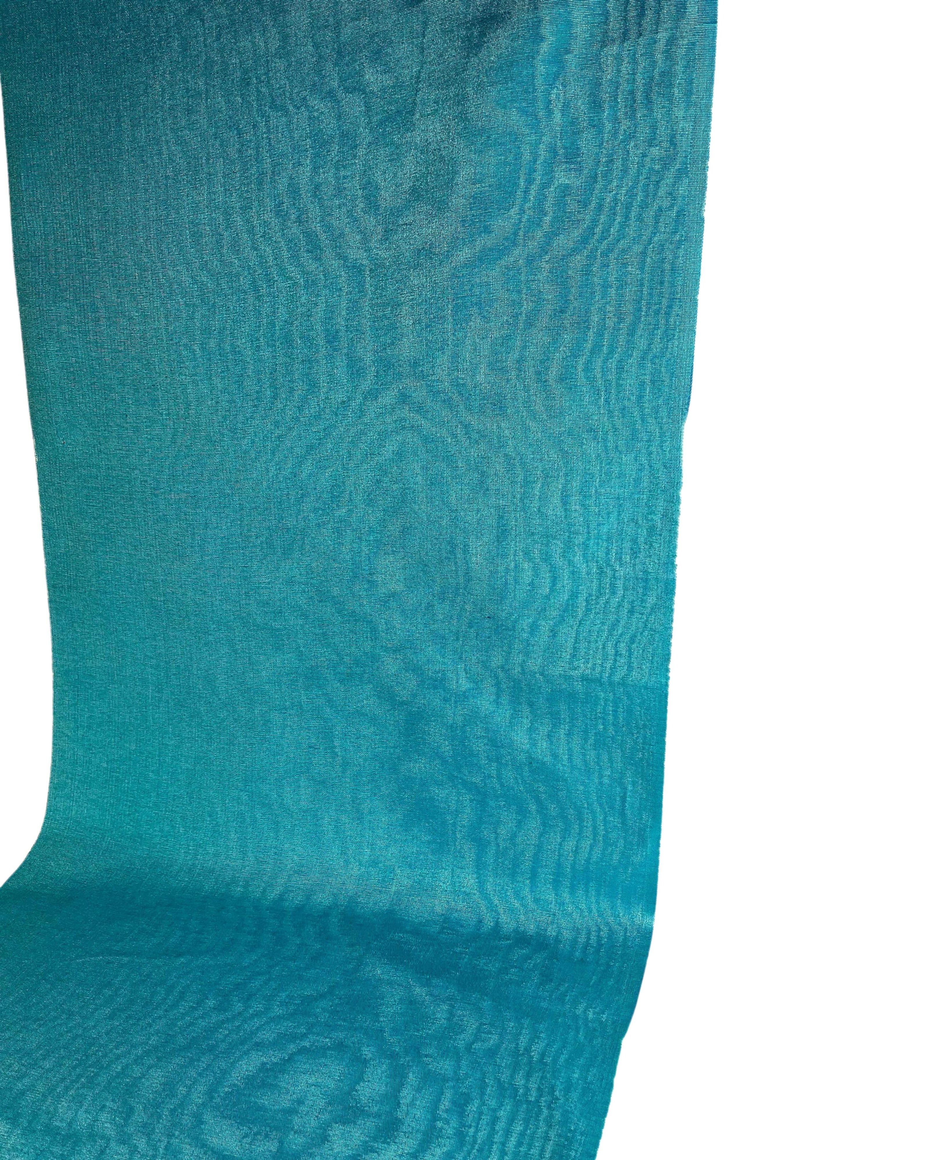 Tissu de soie bleu turquoise, soie par cour. Conception de filigrane, soie Shantung, tissu de soie moiré large, ruban de soie large et épais, tissu d'ameublement en soie.