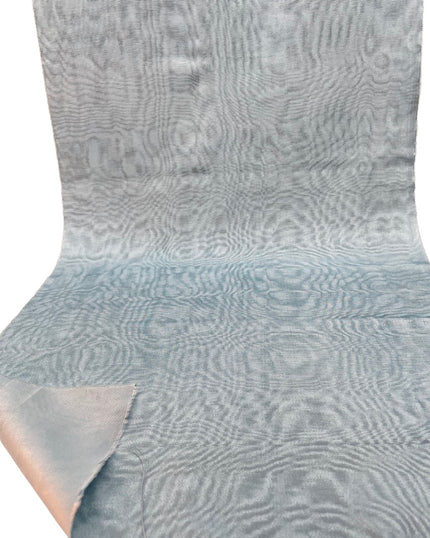 Ice Blue Silk Fabric, Moire Silk Fabric, Silk By The Yard. Watermark Pattern.