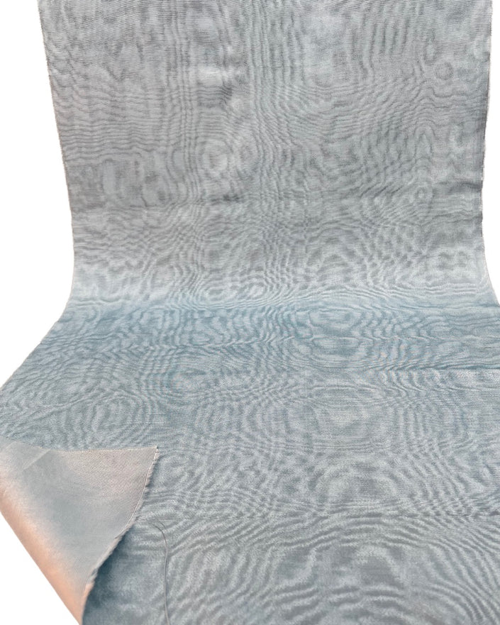 Ice Blue Silk Fabric, Moire Silk Fabric, Silk By The Yard. Watermark Pattern.