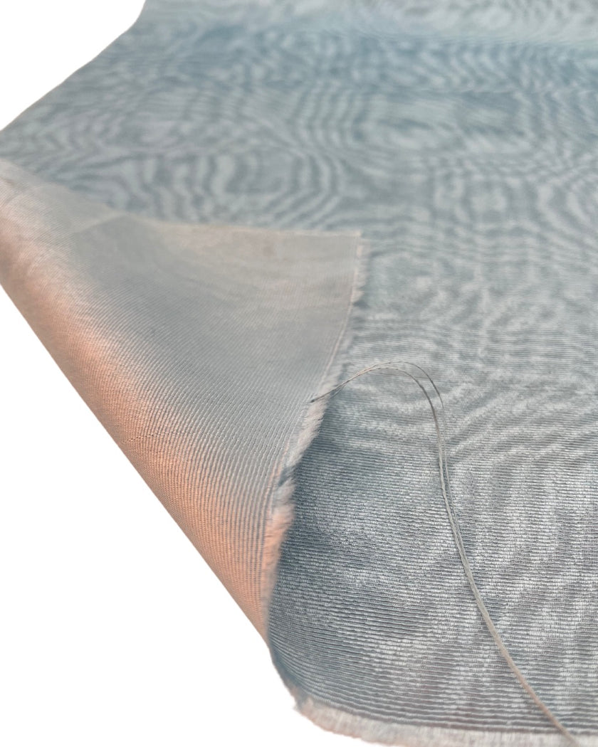 Ice Blue Silk Fabric, Moire Silk Fabric, Silk By The Yard. Watermark Pattern.