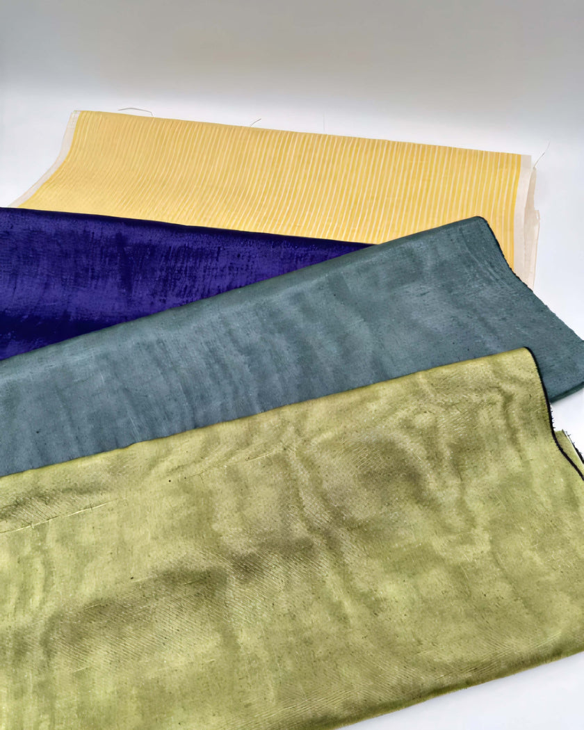 Sage Green Silk Fabric, Moire Silk Fabric, Silk By The Yard. Watermark Pattern.
