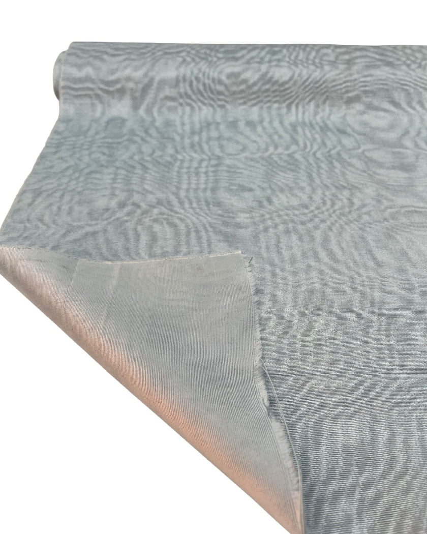Ice Blue Silk Fabric, Moire Silk Fabric, Silk By The Yard. Watermark Pattern.