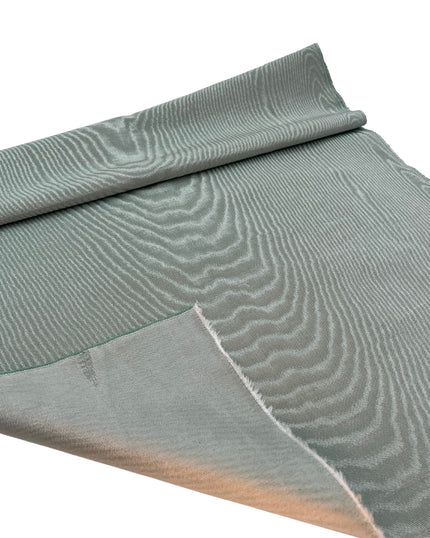 Pastel Green Silk Fabric, Moire Silk Fabric, Silk By The Yard. Watermark Pattern.
