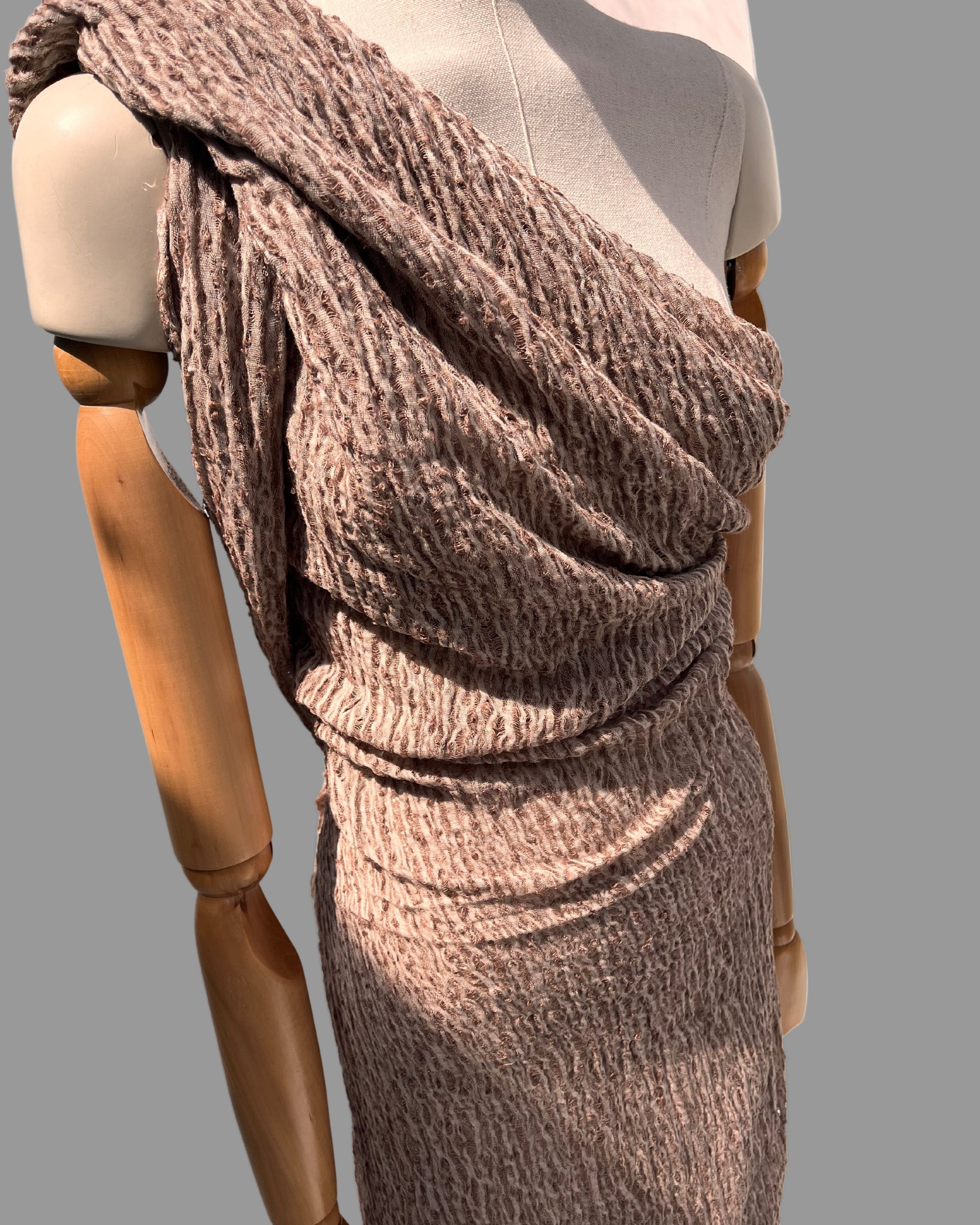 Brown Linen Fabric By The Yard Textured Handloom Semi-Sheer Natural Fabrics..