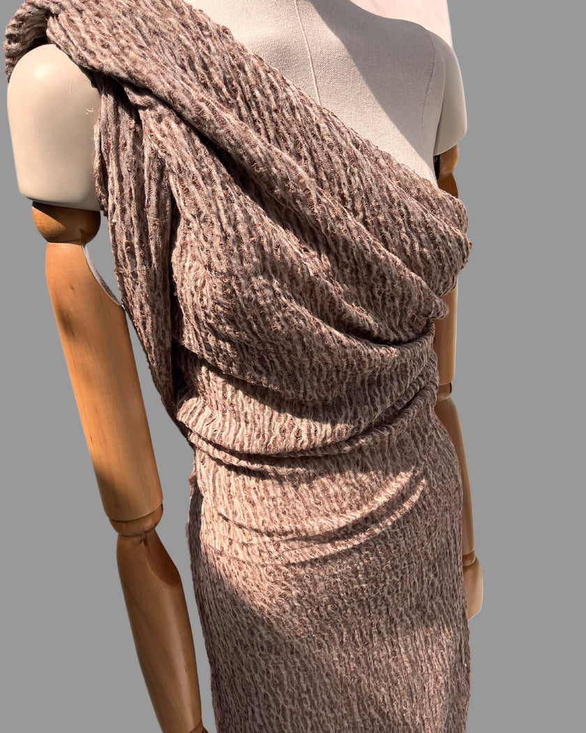 Brown Linen Fabric By The Yard Textured Handloom Semi-Sheer Natural Fabrics..