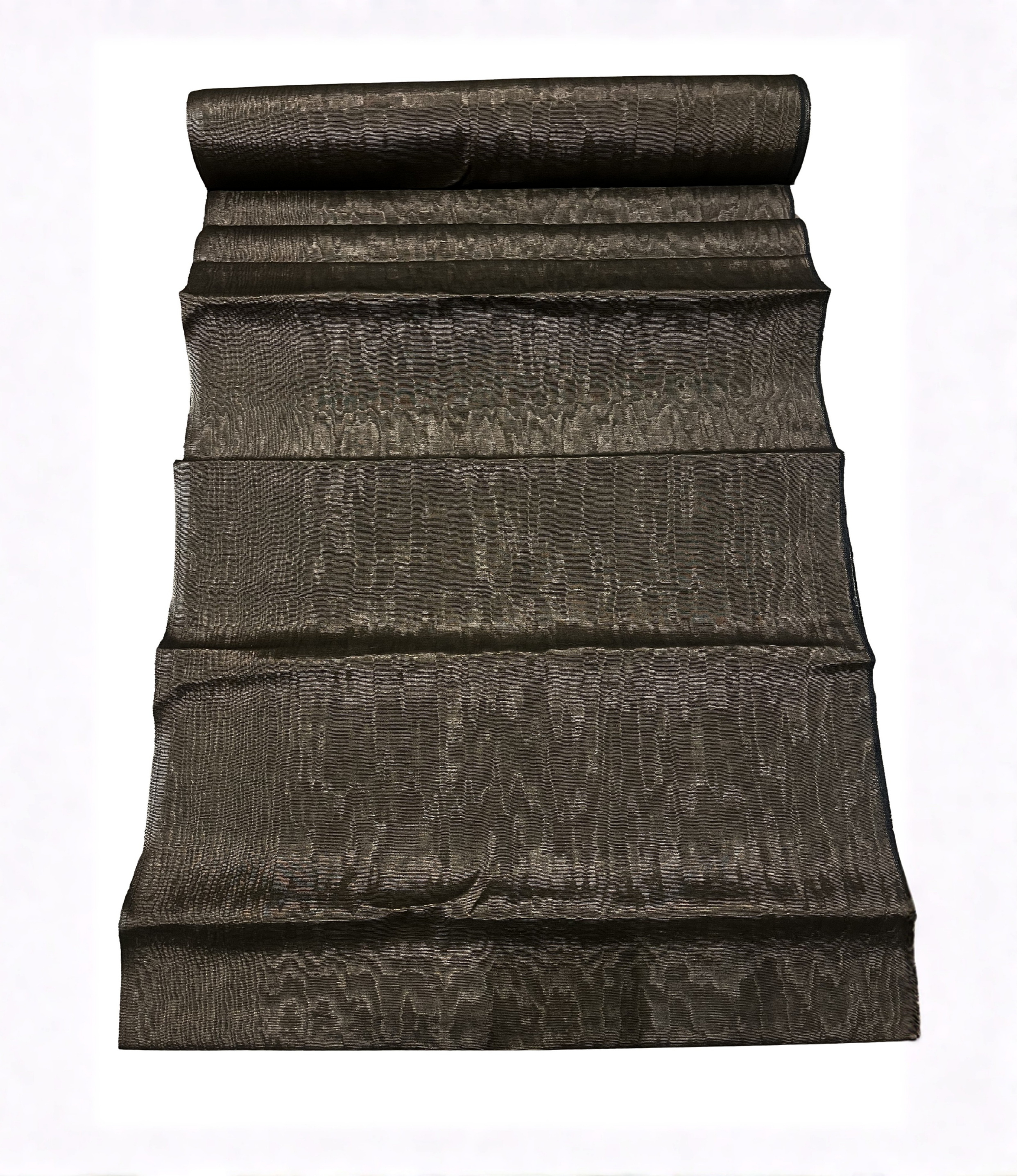 Chocolate Brown Silk Moire Home Textile Interior Fabrics, Watermark Patterns.