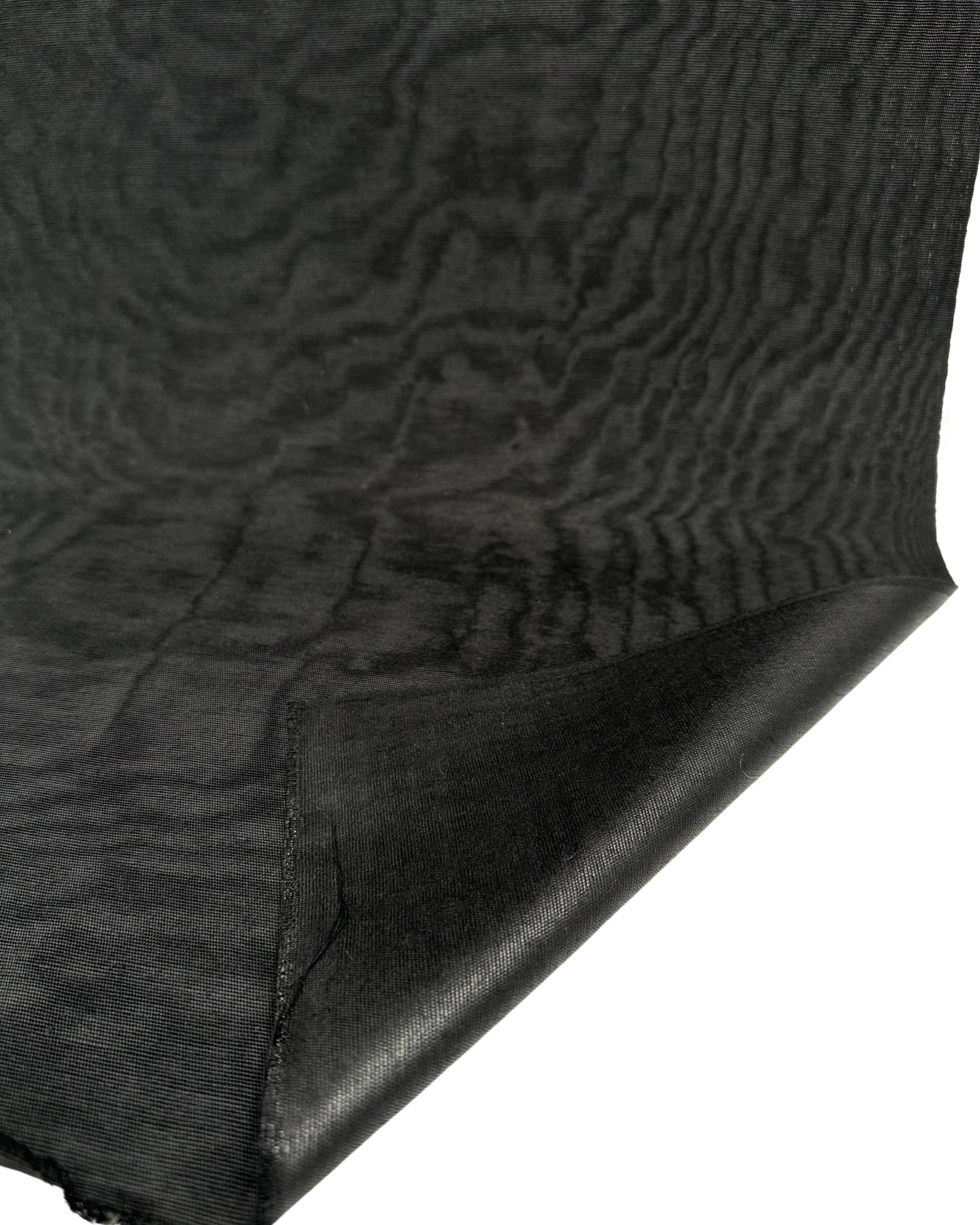 Black Silk Fabric, Moire Silk Fabric, Silk By The Yard. Watermark Pattern.