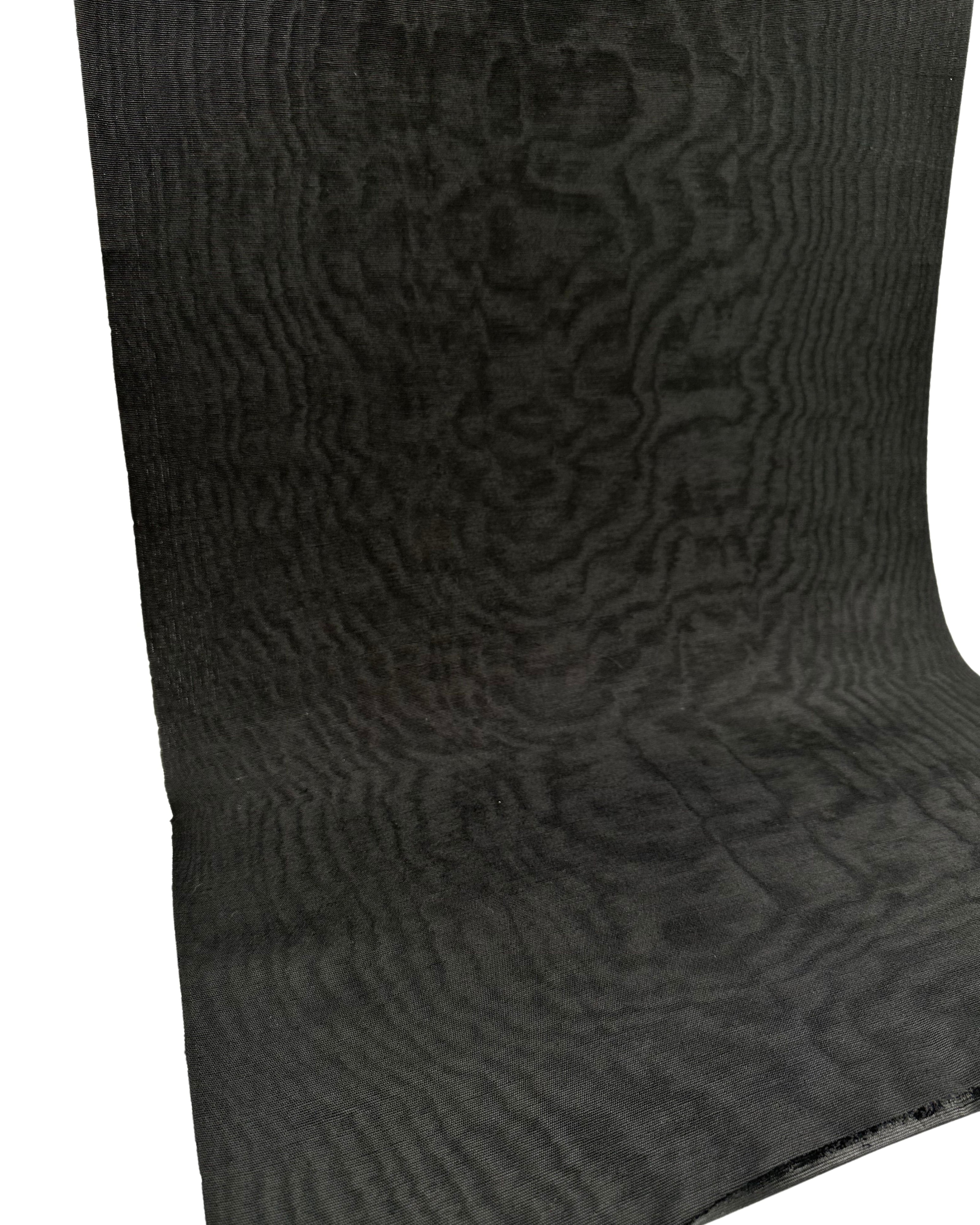 Black Silk Fabric, Moire Silk Fabric, Silk By The Yard. Watermark Pattern.