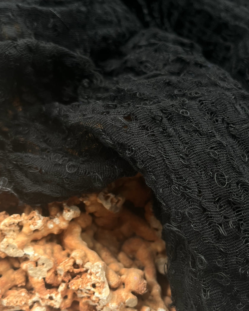 Black Textured Linen Fabric By The Yard Natural Fabrics.