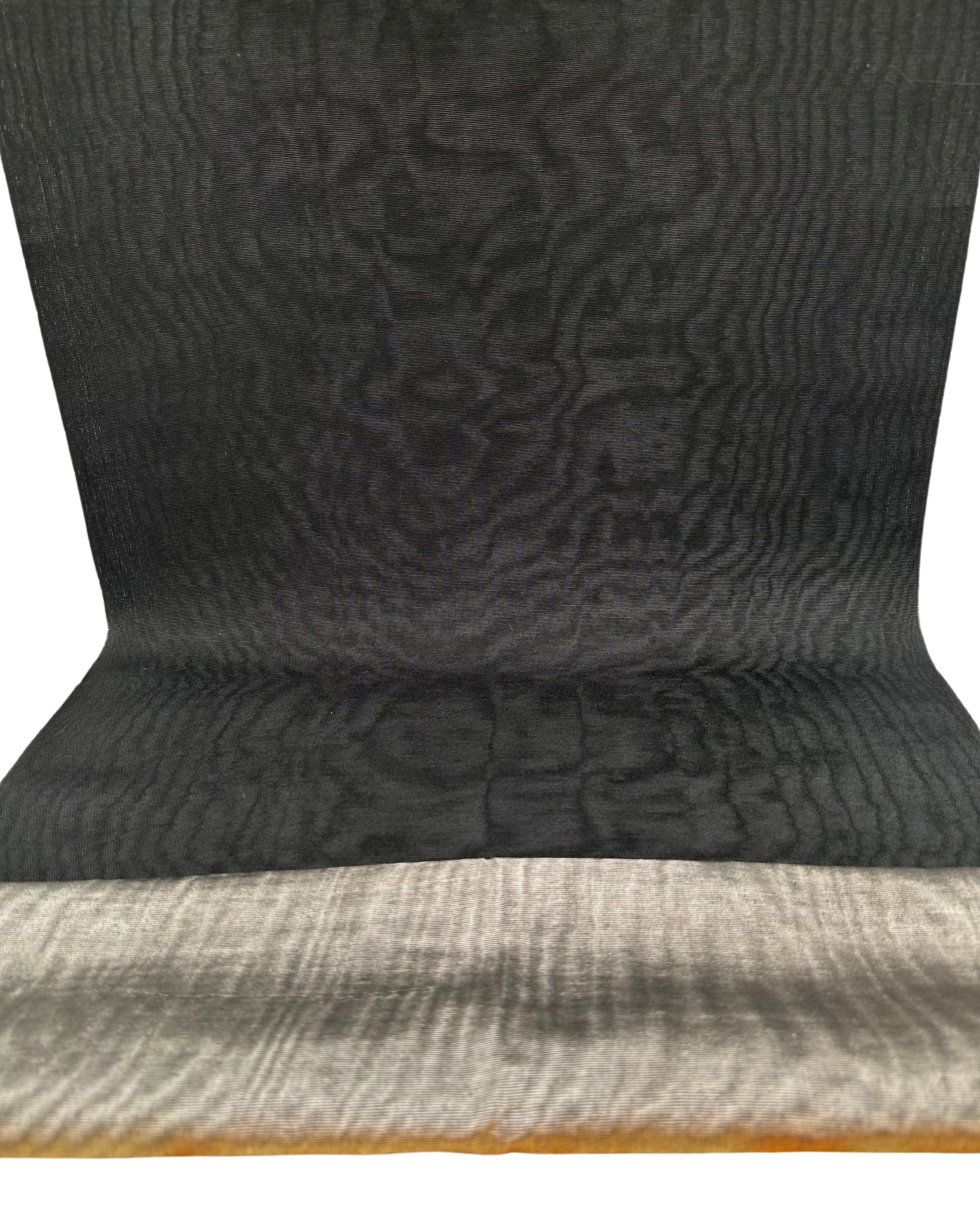 Black Silk Fabric, Moire Silk Fabric, Silk By The Yard. Watermark Pattern.