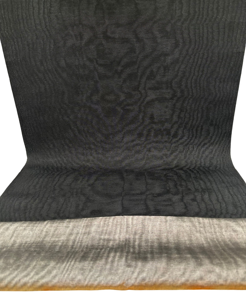 Black Silk Fabric, Moire Silk Fabric, Silk By The Yard. Watermark Pattern.