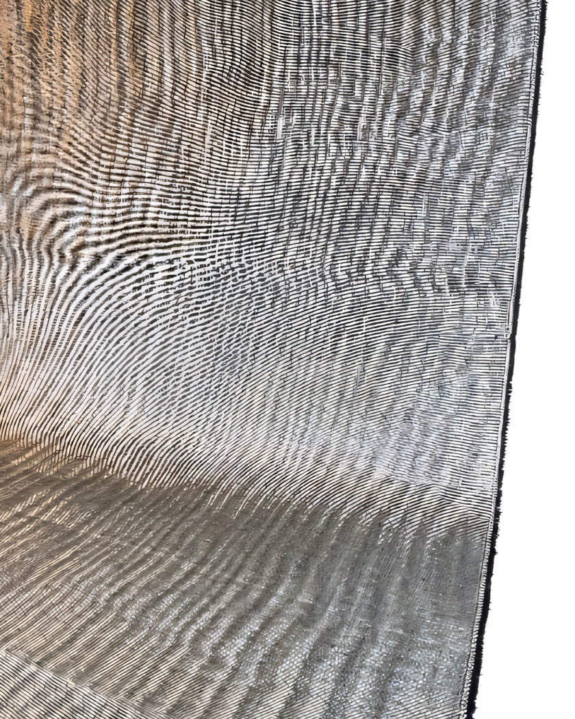 Silver Gray Silk Fabric, Moire Silk Fabric, Silk By The Yard. Watermark Pattern.
