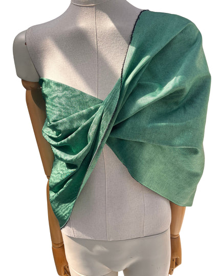Green Colour Silk Moire Home Textile Interior Fabrics, Watermark Pattern.