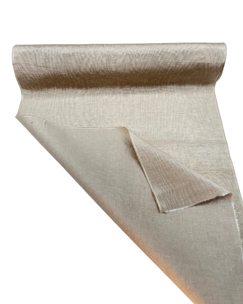 Sand Beige Colour Silk Moire Home Textile Interior Fabrics, Watermark Pattern.