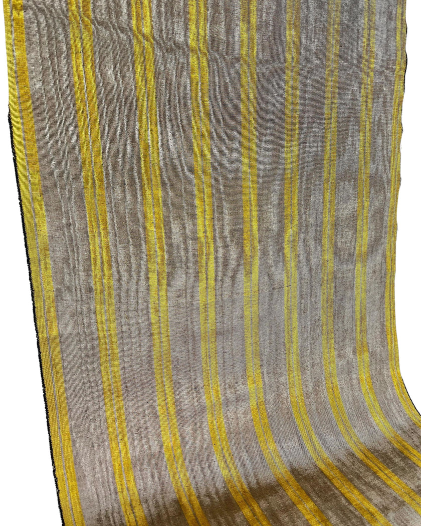Bronze Yellow Stripes Silk Moire Home Textile Interior Fabrics, Watermark Patterns.