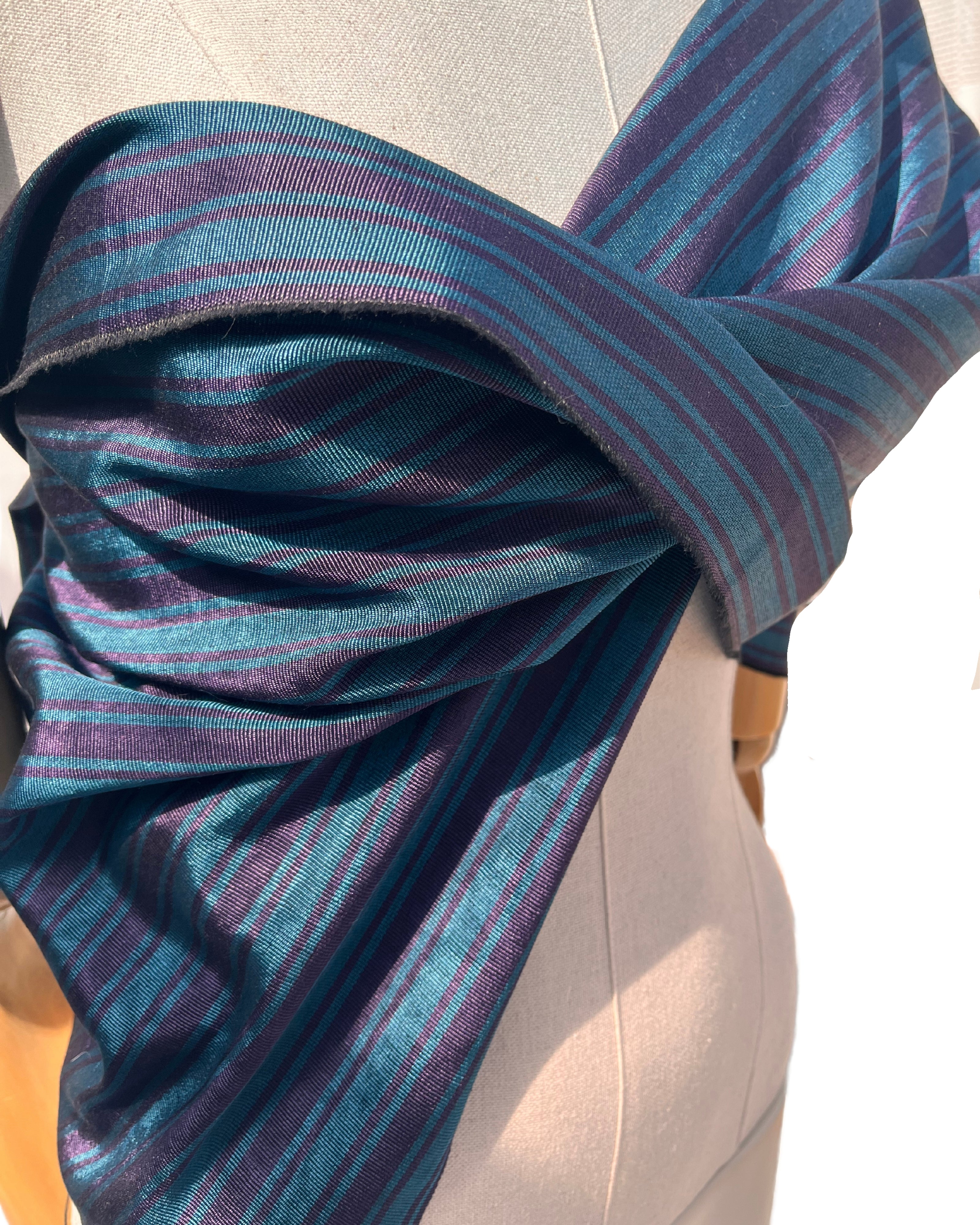 Striped Silk Fabric, Moire Silk Fabric, Silk By The Yard. Watermark Pattern.
