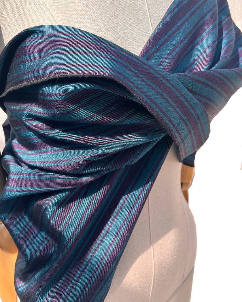 Striped Silk Fabric, Moire Silk Fabric, Silk By The Yard. Watermark Pattern.